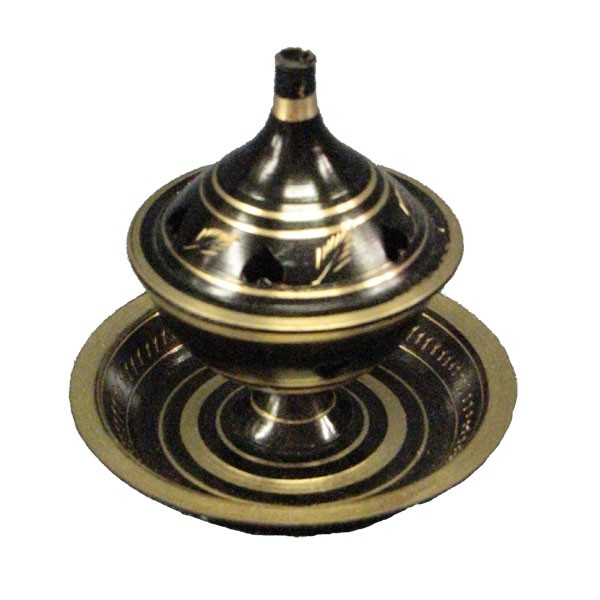 Brass Burner with Saucer - Black