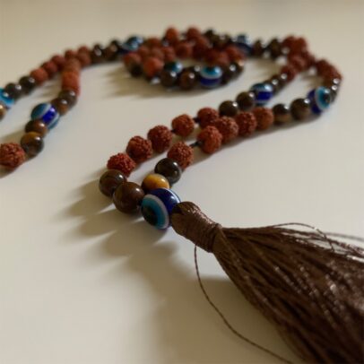 Turkish Eye Rudraksha Mala - Tiger's Eye