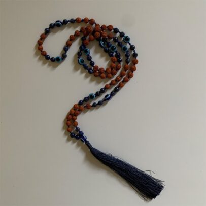 Turkish Eye Rudraksha Mala - Lapis Lazuli