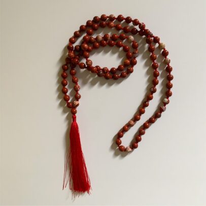 Mala - White Lace Red Jasper