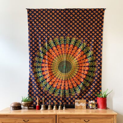 Mandala Tapestry - Cosmic Dots (Navy Blue)