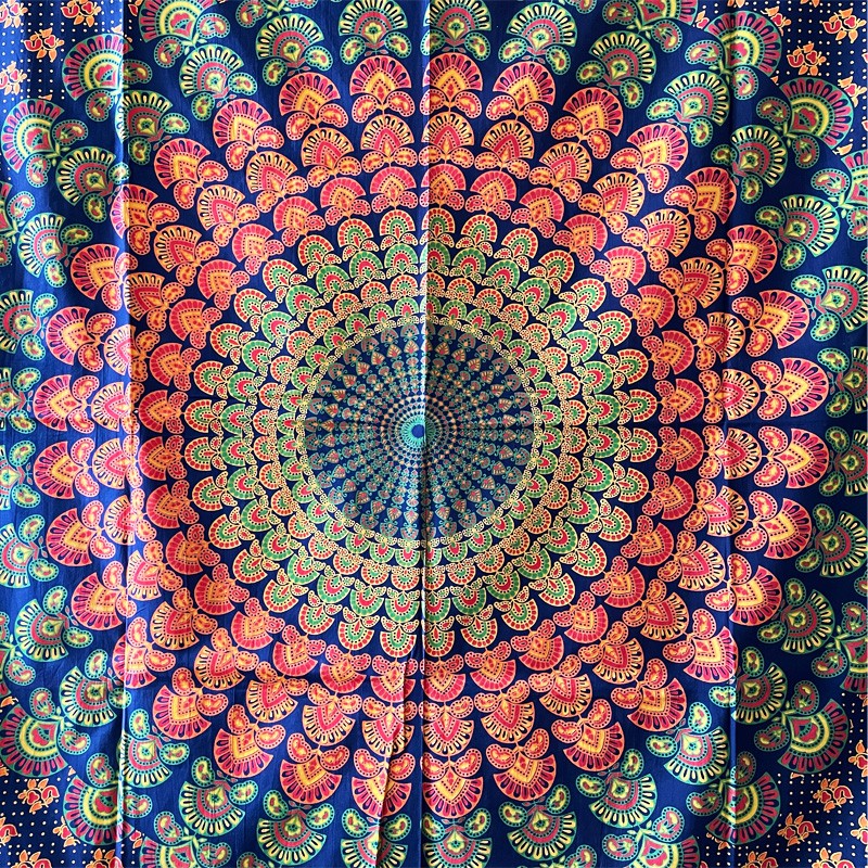 Mandala Tapestry - Cosmic Dots (Navy Blue)