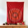Mandala Tapestry - Cosmic Dots (Red)