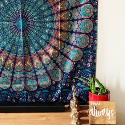 Mandala Tapestry - Mystic Garden (Navy Blue)