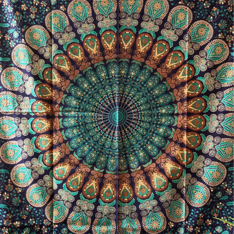 Mandala Tapestry - Mystic Garden (Navy Blue)