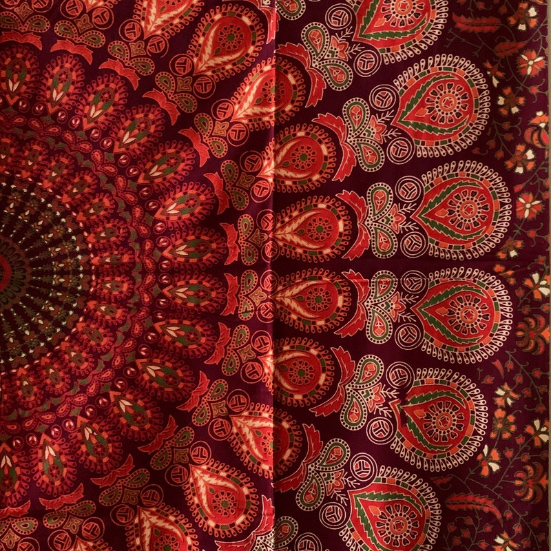 Mandala Tapestry - Mystic Garden (Burgundy)