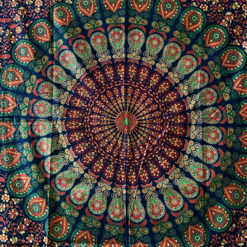 Mandala Tapestry - Mystic Garden (Forest Hues)