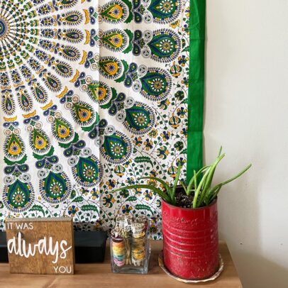 Mandala Tapestry - Vibrant Garden (Green)