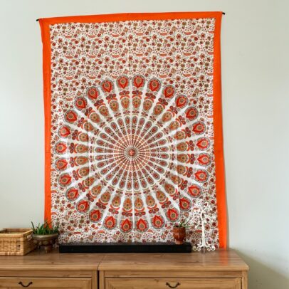 Mandala Tapestry - Vibrant Garden (Orange)