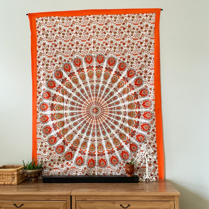 Mandala Tapestry - Vibrant Garden (Orange)