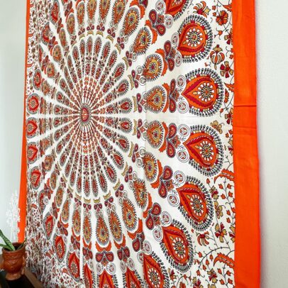 Mandala Tapestry - Vibrant Garden (Orange)