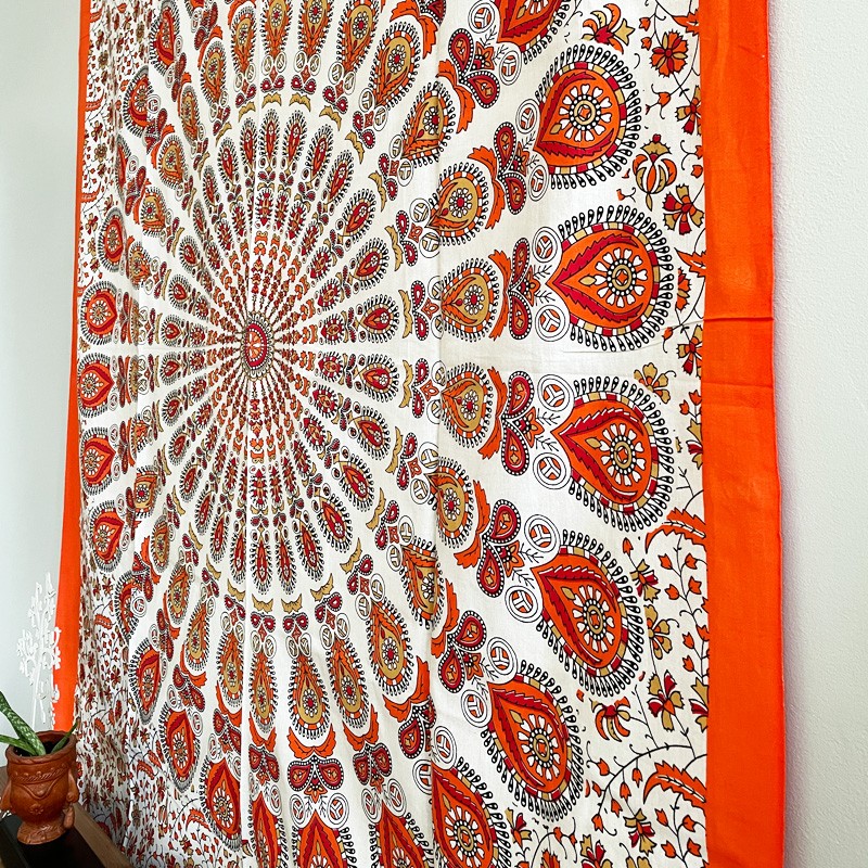Mandala Tapestry - Vibrant Garden (Orange)