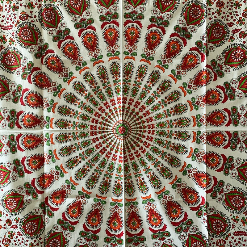 Mandala Tapestry - Vibrant Garden (Red)