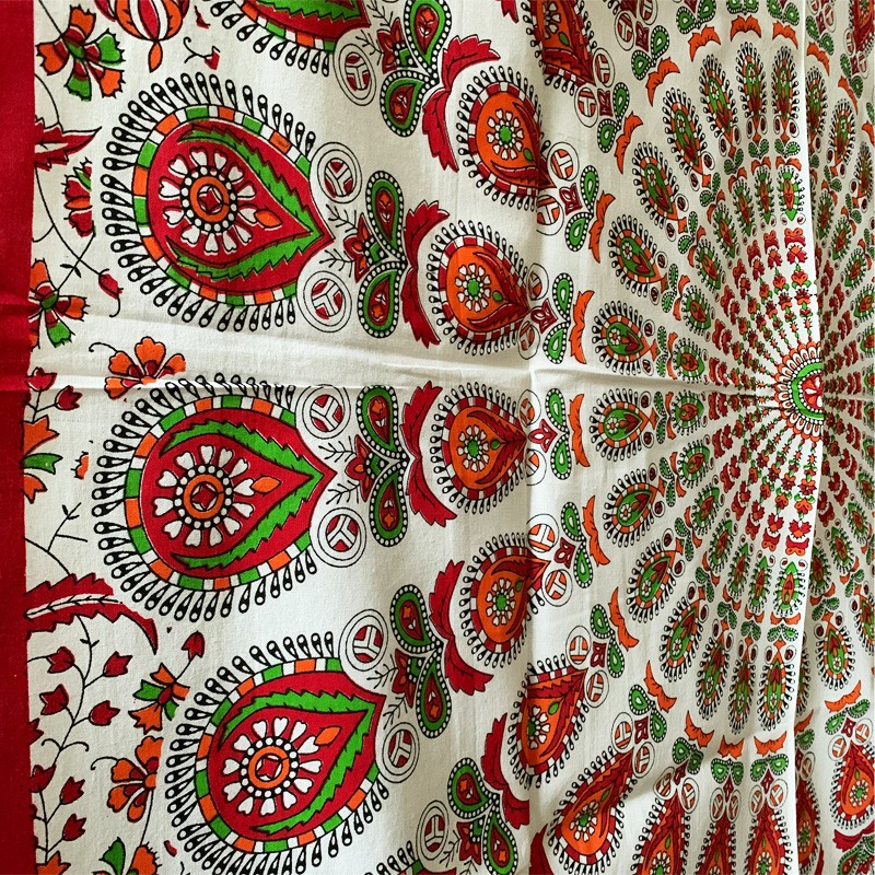 Mandala Tapestry - Vibrant Garden (Red)