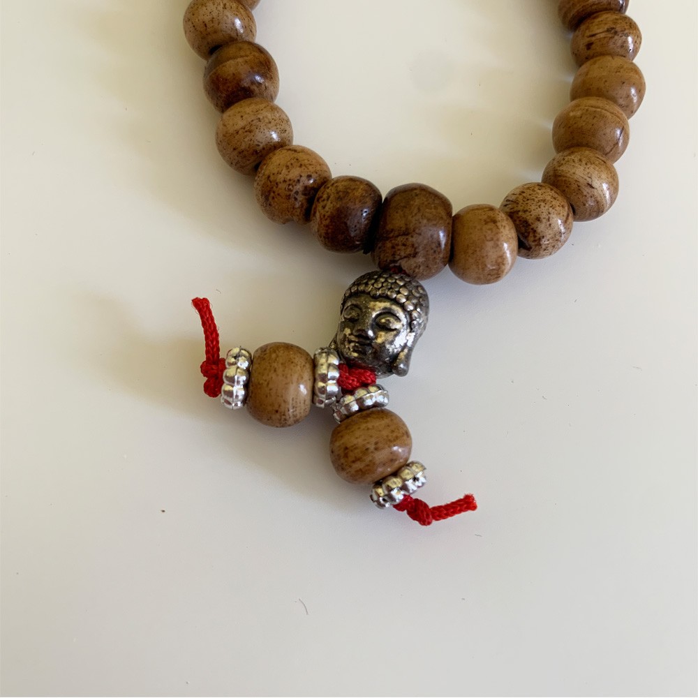 Tibetan Mala Bracelet with Turquoise Bead - Brown
