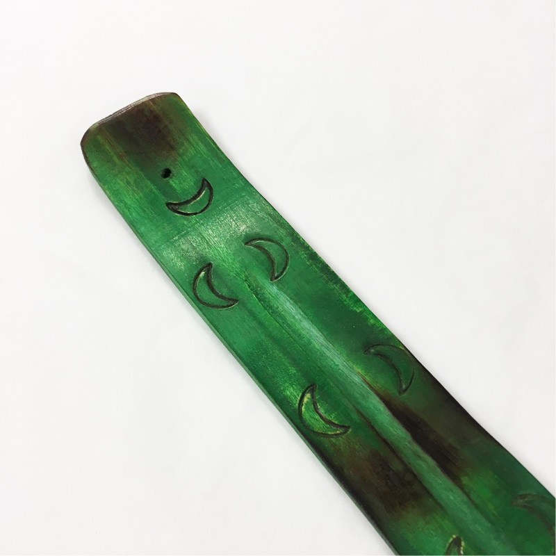 Flat Burner - Green Engraved Moon