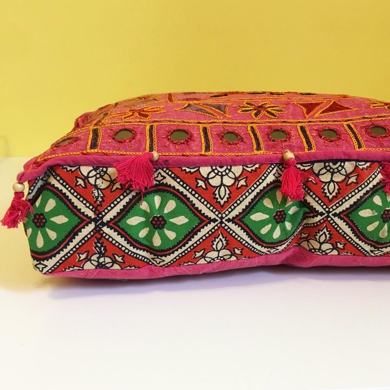 Elephant Embroidery Cushion - Pink