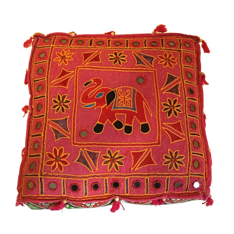 Elephant Embroidery Cushion - Pink
