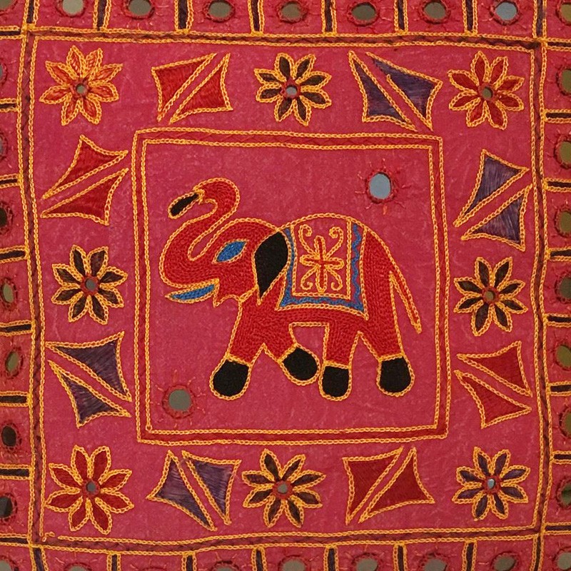 Elephant Embroidery Cushion - Pink