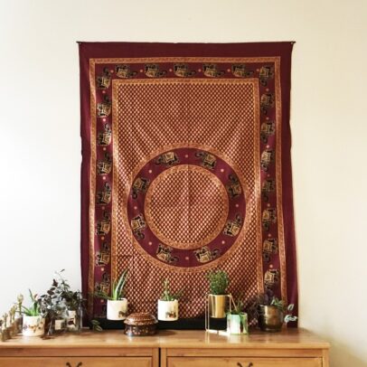 Gold Tapestry - Elephant Circle Burgundy