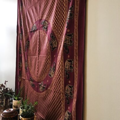 Gold Tapestry - Elephant Circle Burgundy