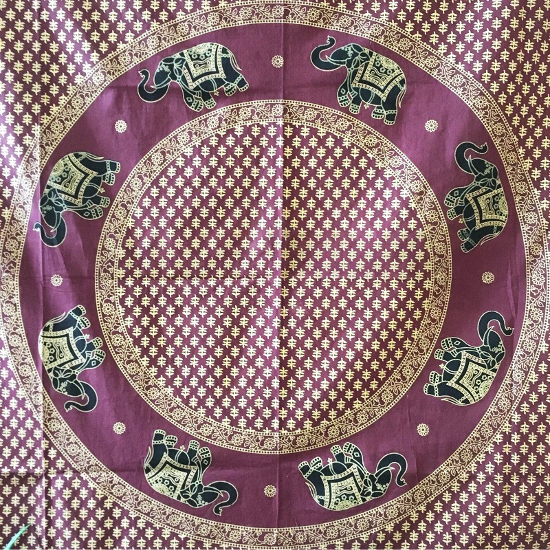 Gold Tapestry - Elephant Circle Burgundy