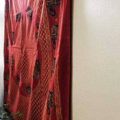 Gold Tapestry - Elephant Circle Red