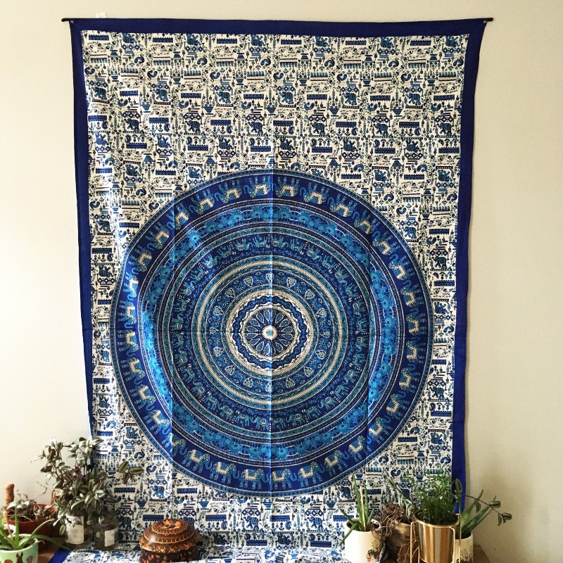 Mandala Tapestry - Nature's Song (Blue)