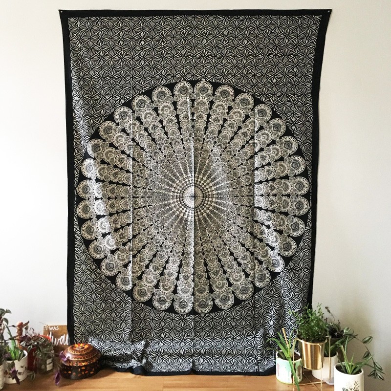 Mandala Tapestry - Color it Yourself (Black & White)