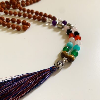 Rudraksha Buddha Mala with Stones - Multi-Stones