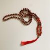 Rudraksha Buddha Mala with Stones - Orange Carnelian