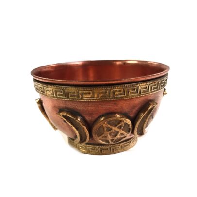 Triple Moon - Small Copper & Brass Incense Bowl