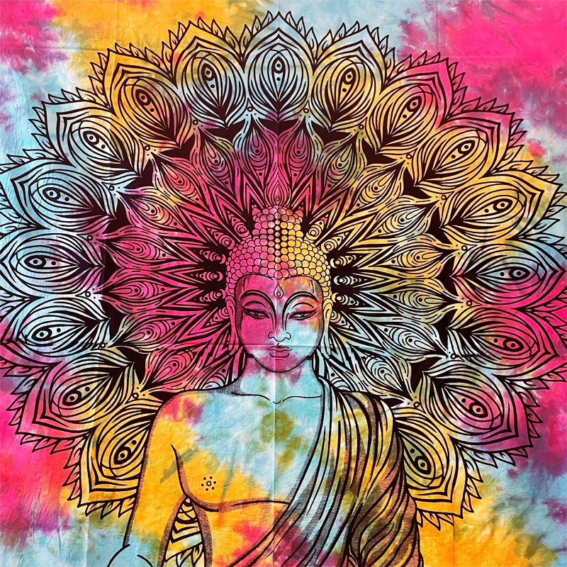 Tapestry - Peacock Buddha (Tie-Dye)