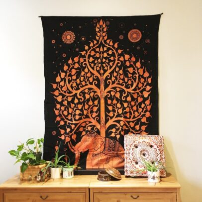 Tapestry - Elephant Tree of Life (Orange)