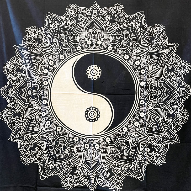 Tapestry - Yin Yang Mandala (Black and White)