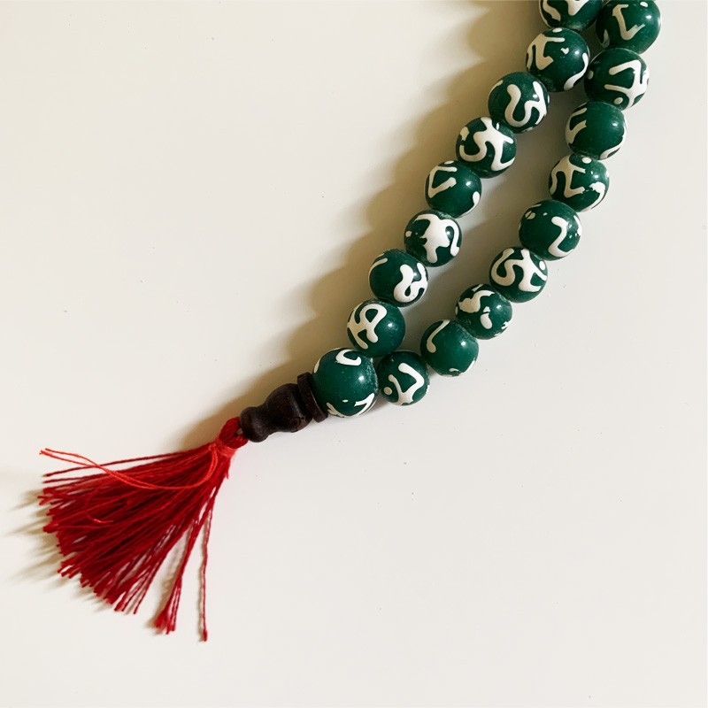Tibetan Mala - Glass ohm (Green)