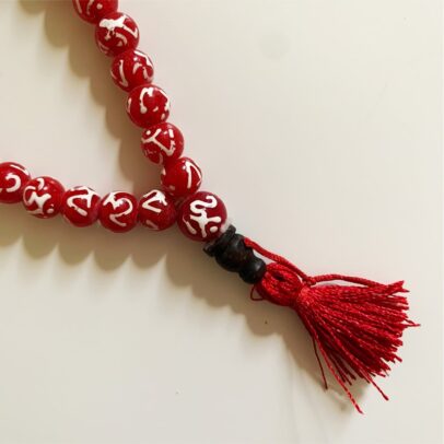 Tibetan Mala - Glass Ohm (Red)