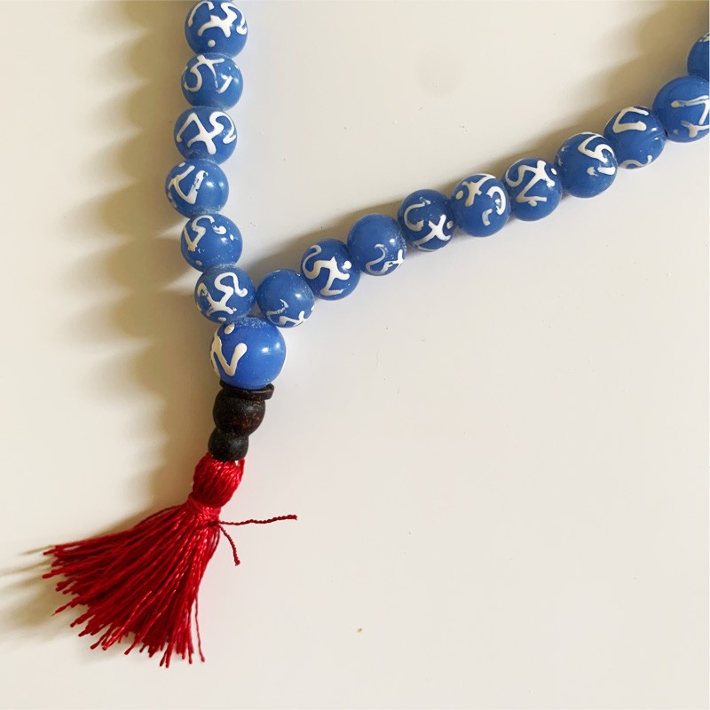 Tibetan Mala - Glass Ohm (Blue)
