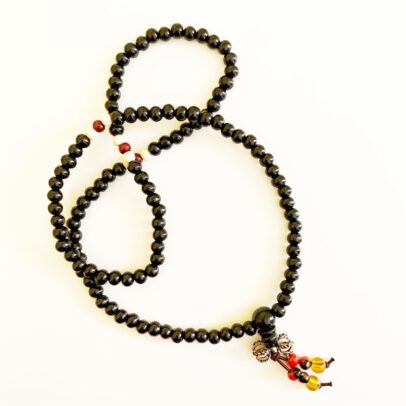 Elastic Tibetan Mala - Black Painted Wood (Small)