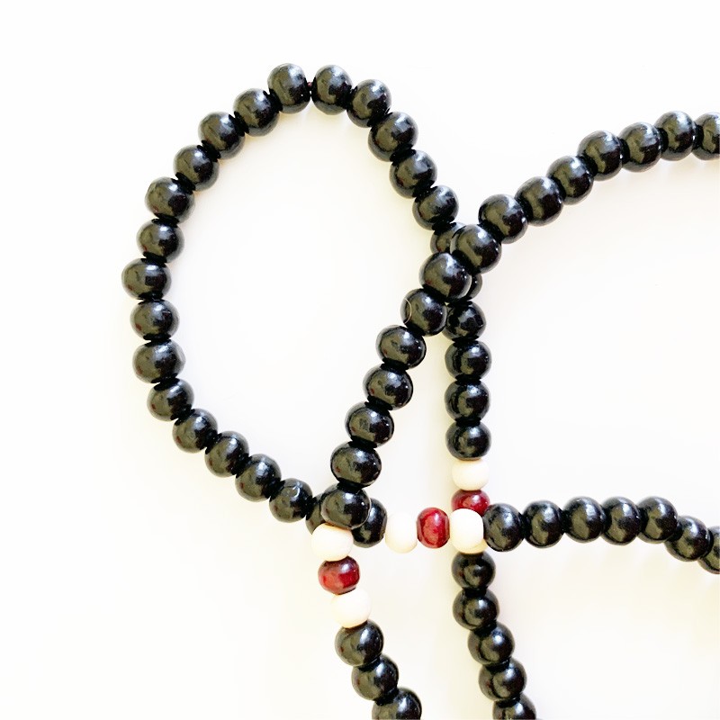 Elastic Tibetan Mala - Black Painted Wood (Small)