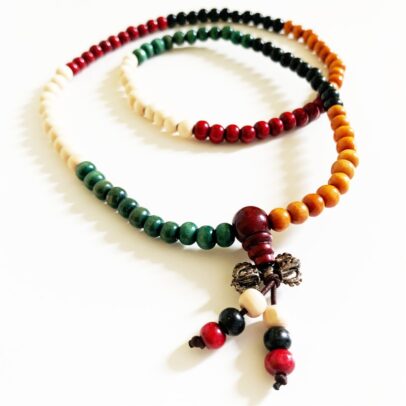 Elastic Tibetan Mala - Multi-colored Painted Wood (Small)