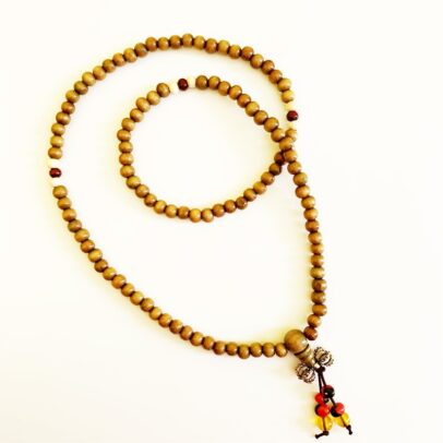 Tibetan Mala - Olive Painted Wood (Small)
