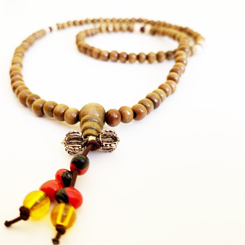 Tibetan Mala - Olive Painted Wood (Small)