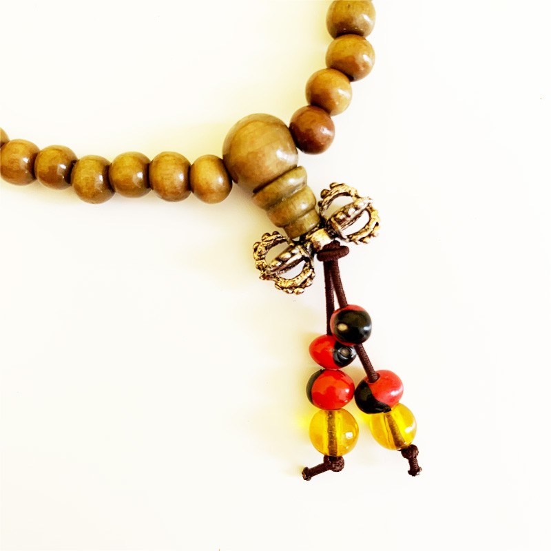 Tibetan Mala - Olive Painted Wood (Small)