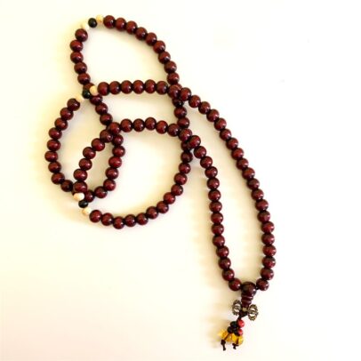 Elastic Tibetan Mala - Burgundy Wood (medium)