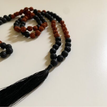 Rudraksha Mala with Stones - Lava Stone